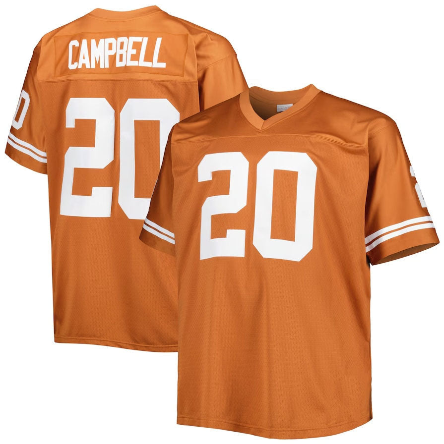 T.Longhorns #20 Earl Campbell Big & Tall Legacy Jersey - Texas Orange American College Jerseys