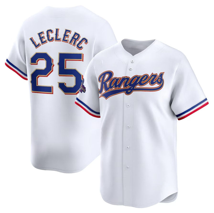 Texas Rangers #25 Jose Leclerc 2024 Gold Collection Limited Player Jersey C White Baseball Jerseys