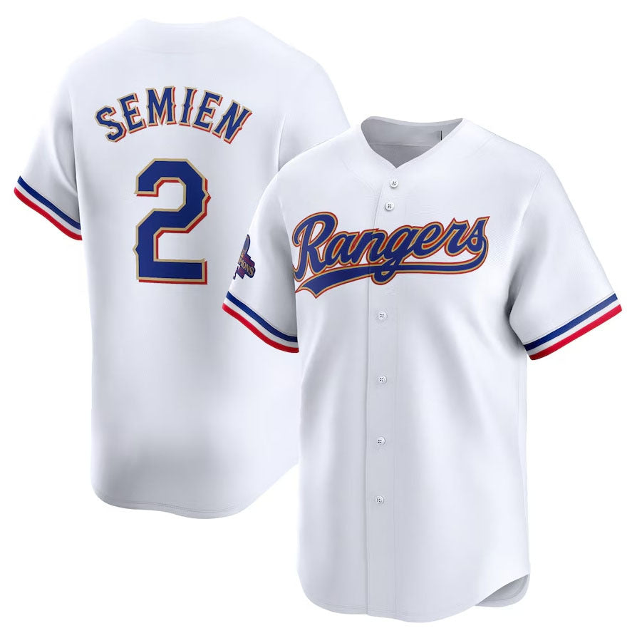 Texas Rangers #2 Marcus Semien 2024 Gold Collection Limited Player Jersey C White Baseball Jerseys