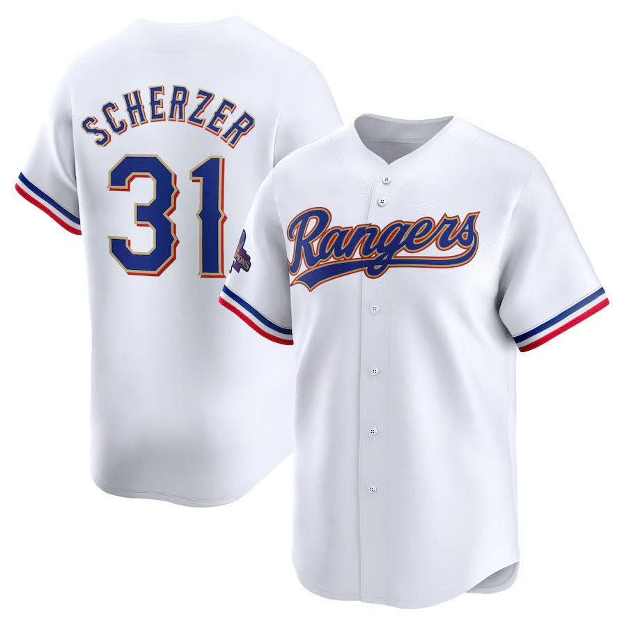 Texas Rangers #31 Max Scherzer 2024 Gold Collection Limited Player Jersey C White Baseball Jerseys