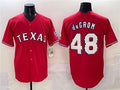 Texas Rangers #48 Jacob deGrom Red With Patch Cool Base Stitched Baseball Jersey