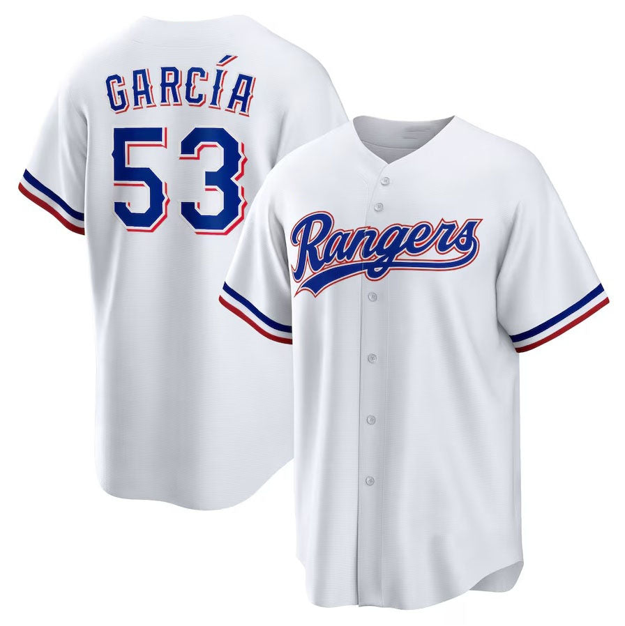 Texas Rangers #53 Adolis Garca 2023 World Series Replica Player Jersey White Baseball Jersey