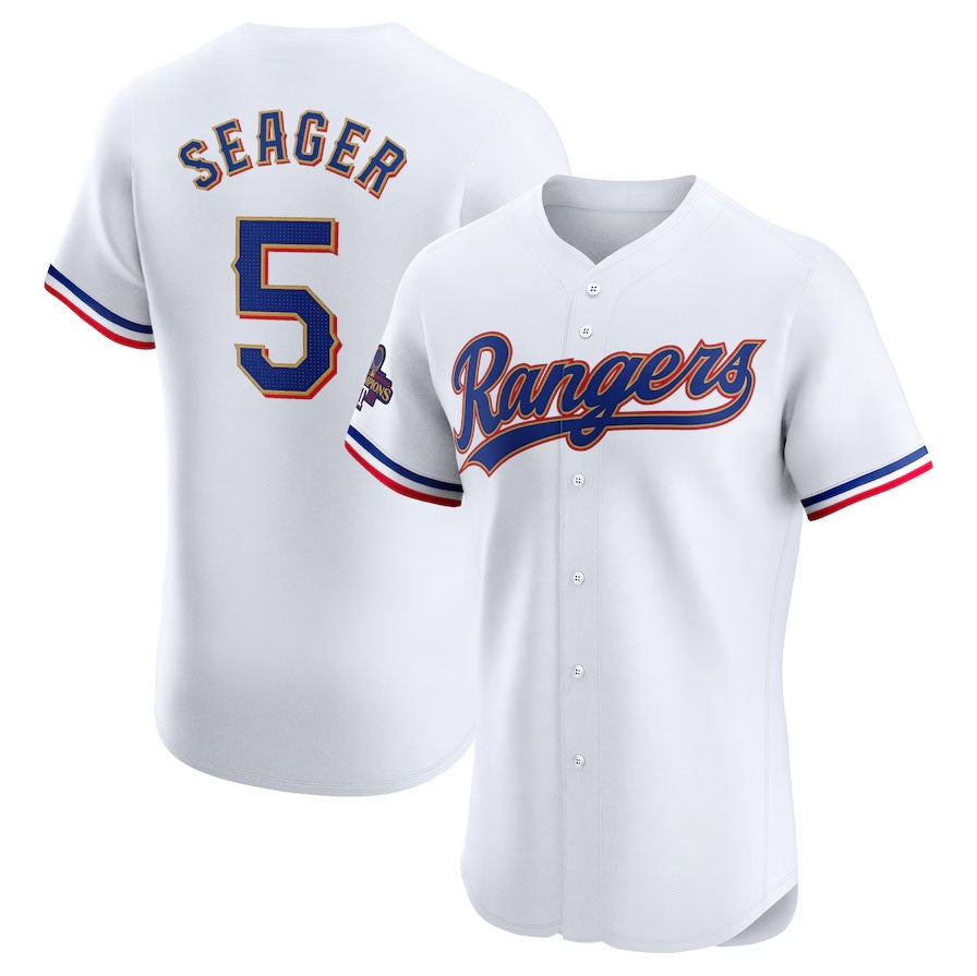 Texas Rangers #5 Corey Seager 2024 Gold Collection Elite Player Jersey C White Baseball Jerseys