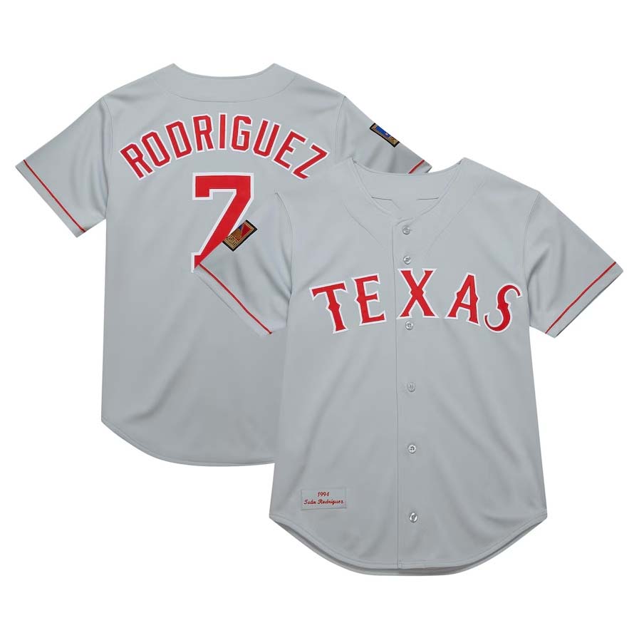 Texas Rangers #7 Ivan Rodriguez 1994 Cooperstown Collection Authentic Dark Jersey - Gray Baseball Jerseys