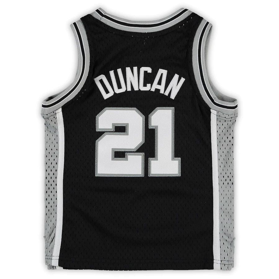 S.Antonio Spurs #21 Tim Duncan Preschool 1998-1999 Hardwood Classics Throwback Team Jersey Black Stitched American Basketball Jersey