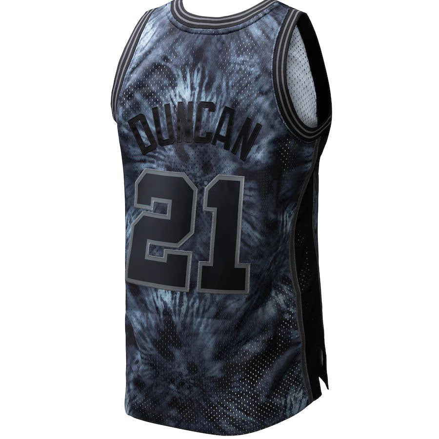 S.Antonio Spurs #21 Tim Duncan Unisex Hardwood Classics 1998-99 Tie-Dye Swingman Jersey Black Stitched American Basketball Jersey