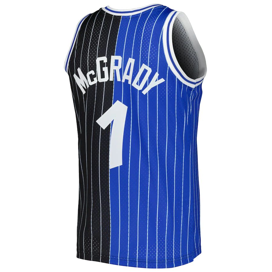 O.Magic #1 Tracy McGrady Hardwood Classics 2003-04 Split Swingman Jersey BlueBlack Stitched American Basketball Jersey