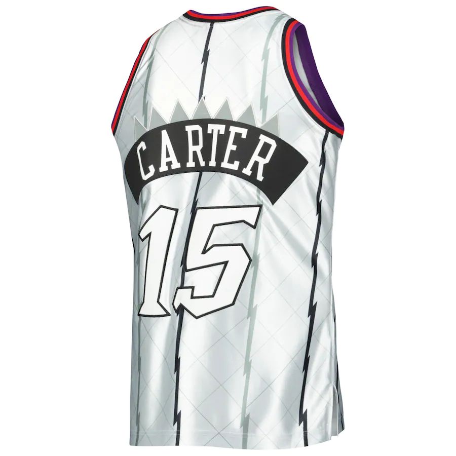 T.Raptors #15 Vince Carter 1998-99 Hardwood Classics 75th Anniversary Swingman Jersey Platinum Stitched American Basketball Jersey