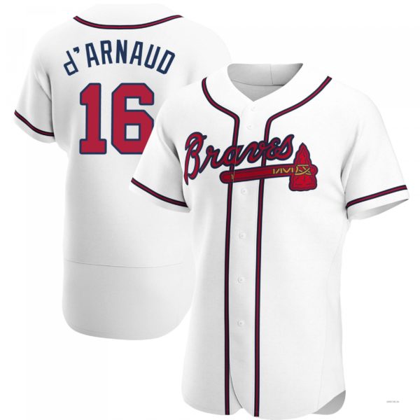 Atlanta Braves #16 Travis dArnaud White Home Jersey Stitches Baseball Jerseys