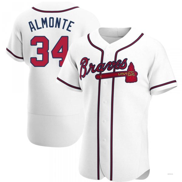 Atlanta Braves #34 Abcneam Almonte White Home Jersey Stitches Baseball Jerseys