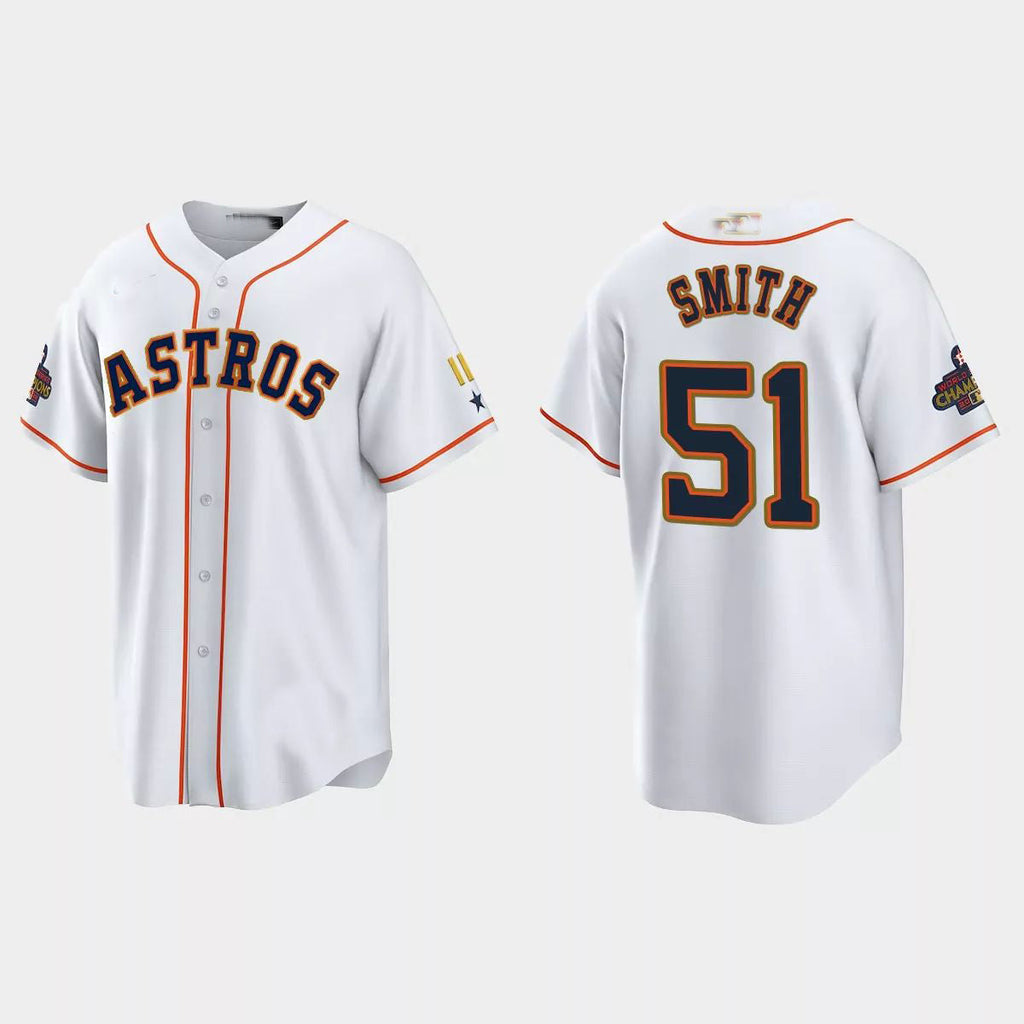 #51 Will Smith Houston Astros 2023 Gold Program JerseyC White Stitches Baseball Jerseys