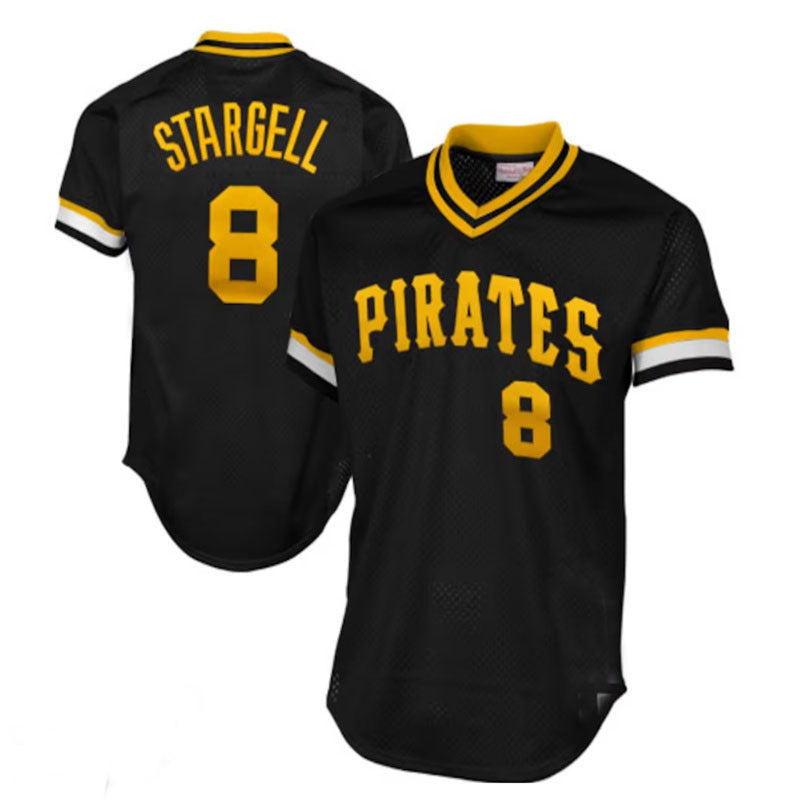 Pittsburgh Pirates #8 Willie Stargell 1982 Authentic Cooperstown Collection Mesh Batting Practice Jersey - Black Baseball Jerseys