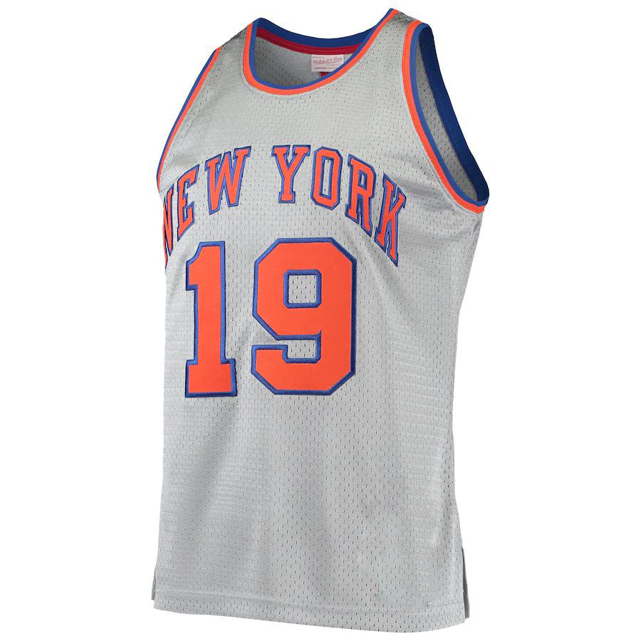 NY.Knicks #19 Willis Reed 75th Anniversary 1969-70 Hardwood Classics Swingman Jersey  Silver Stitched American Basketball Jersey