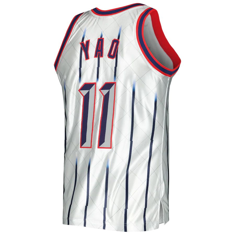 H.Rockets #11 Yao Ming 2002-03 Hardwood Classics 75th Anniversary Swingman Jersey Platinum Stitched American Basketball Jersey