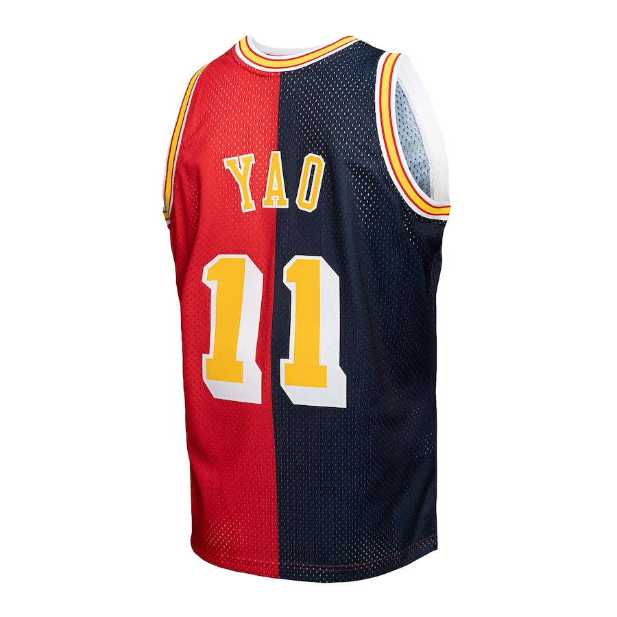 H.Rockets #11 Yao Ming Hardwood Classics 2004-05 Split Swingman Jersey Navy Red Stitched American Basketball Jersey