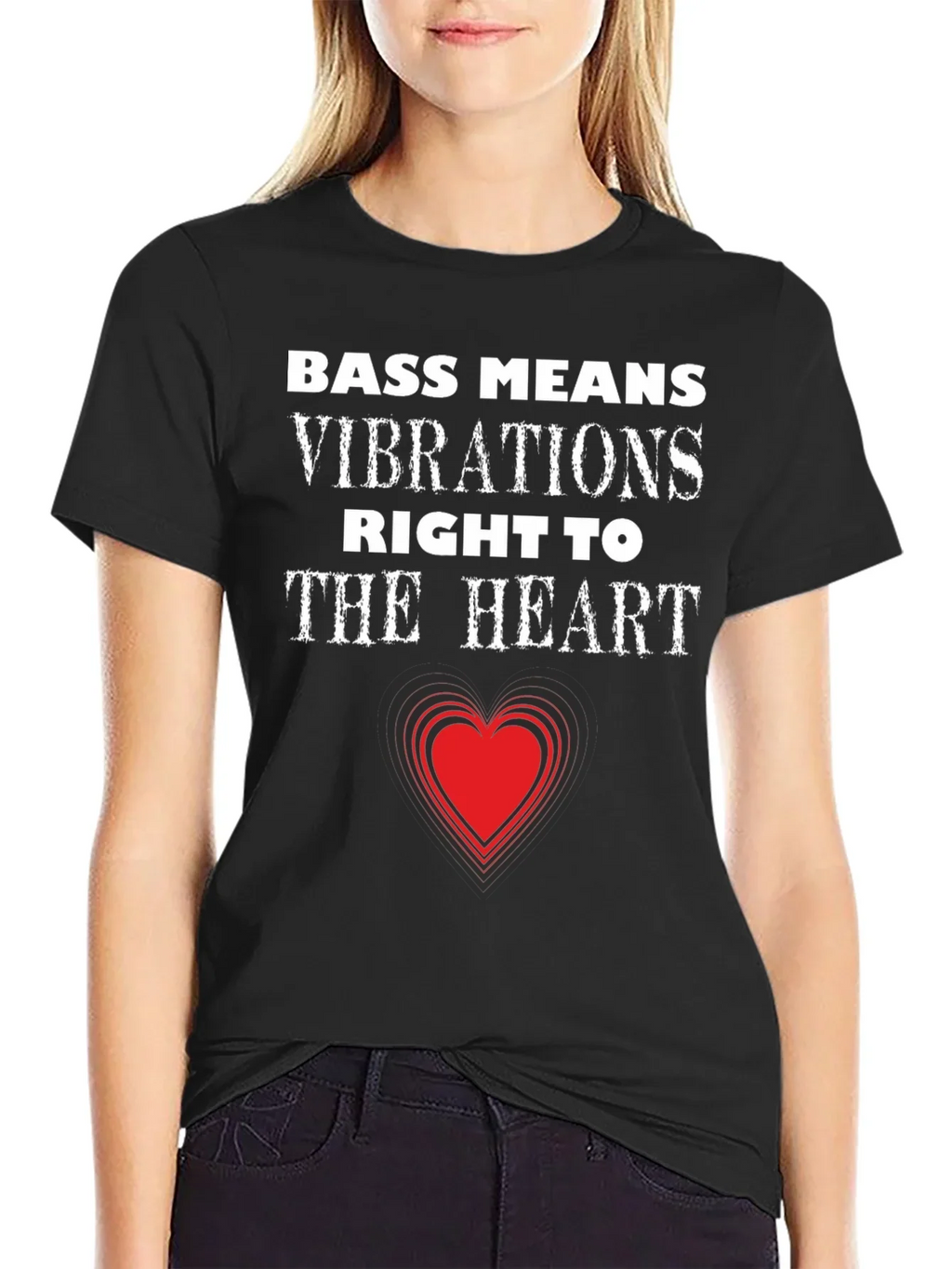 Bass Means Vibrations Heart T-Shirt