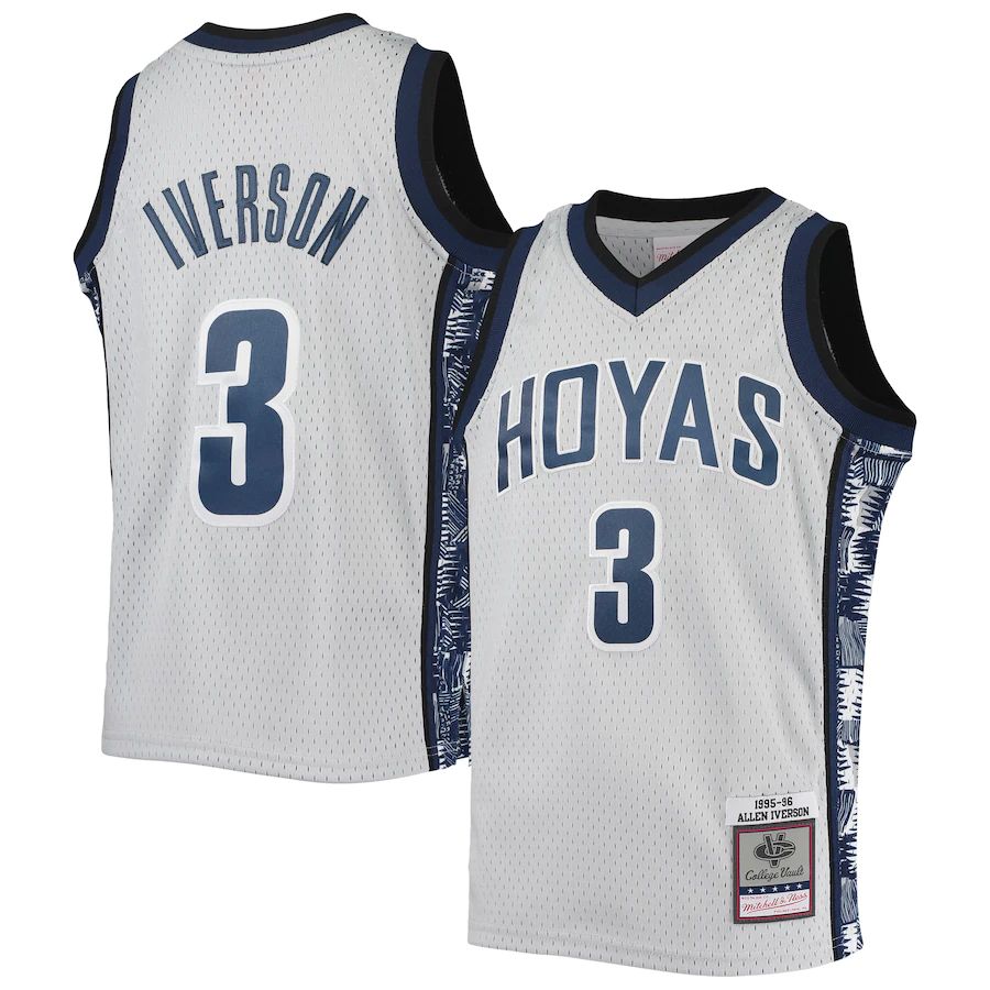 G.Hoyas #3 Allen Iverson 1995-96 Replica Swingman Jersey Gray Stitched American College Jerseys