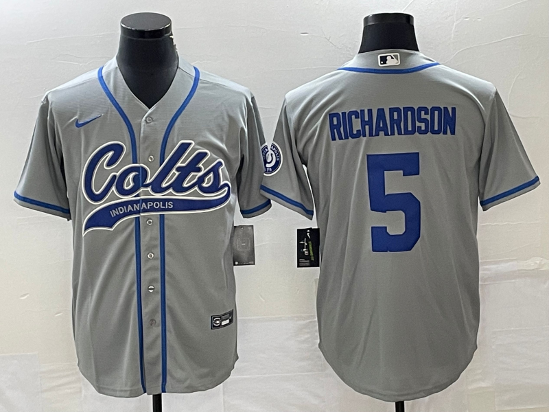 Men's Indianapolis Colts Anthony Richardson #5 Gray Game Jersey1 Joint Edition