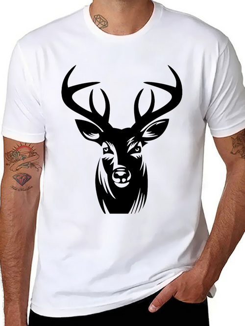 Black Deer Graphic Tee - Mens Casual T-Shirt