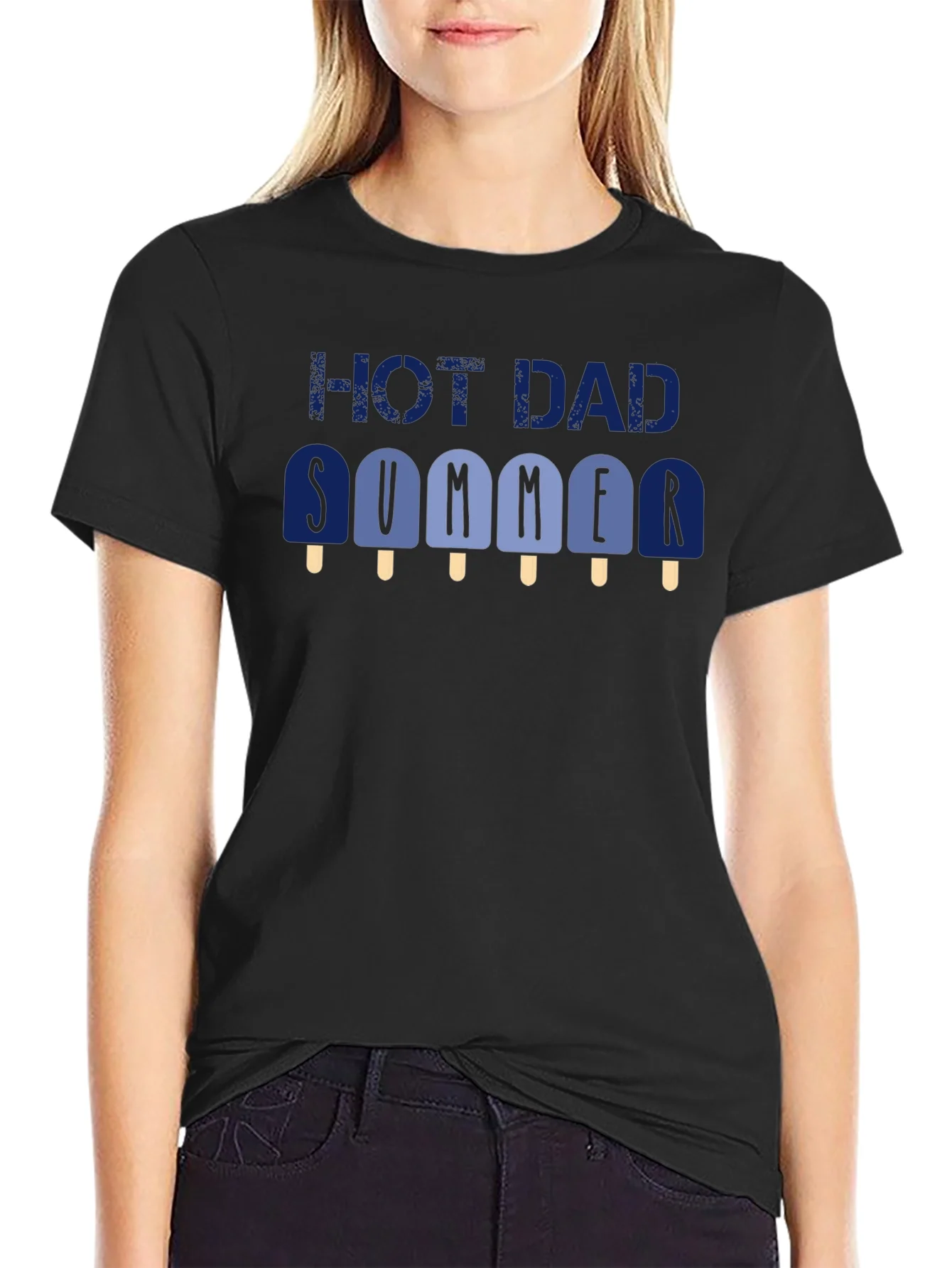 Hot Dad Summer Graphic T-Shirt - Black Crew Neck Tee