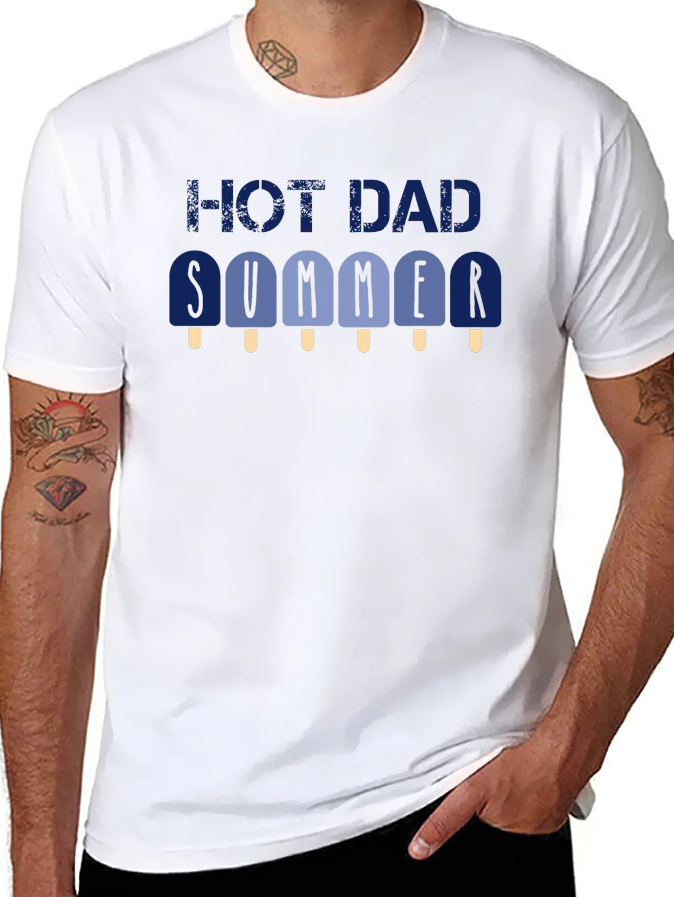 Hot Dad Summer Graphic T-Shirt - Black Crew Neck Tee