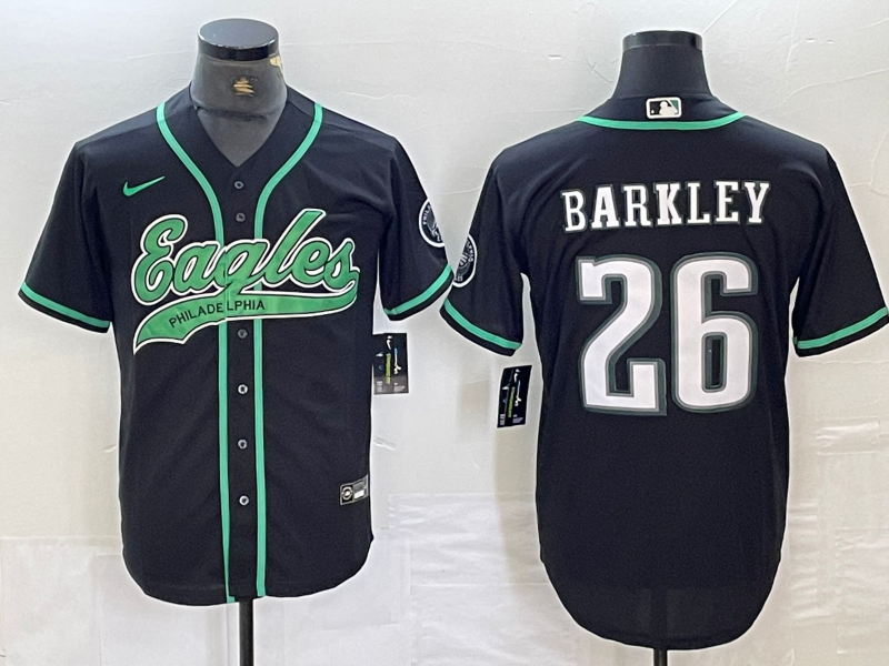 Men's Philadelphia Eagles Saquon Barkley #26 Black Player jersey Joint Edition