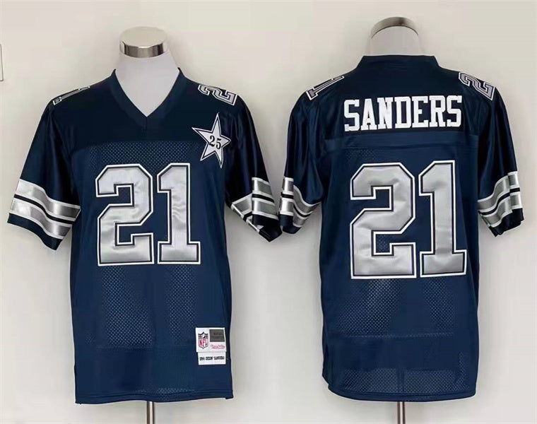 Men's Dallas Cowboys Deion Sanders Navy Legacy Replica Player Jersey1