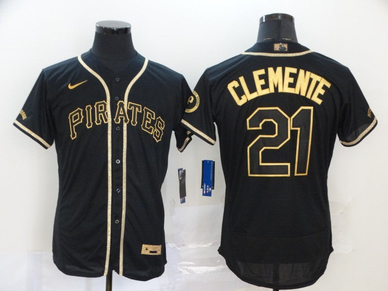 Men's Pittsburgh Pirates Roberto Clemente #21 Black Stitched jersey