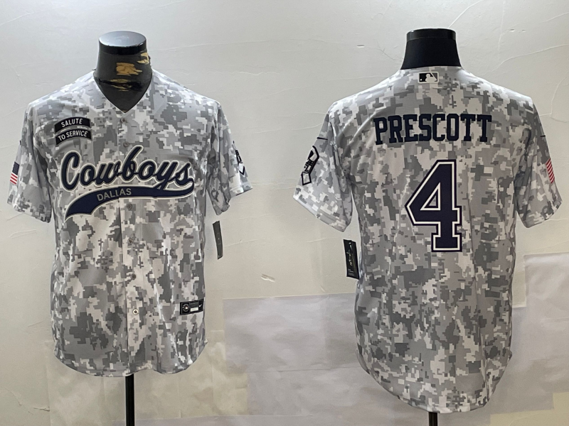 Men's Dallas Cowboys Dak Prescott #4 Arctic Camo 2024 Salute to Service Player Jersey1