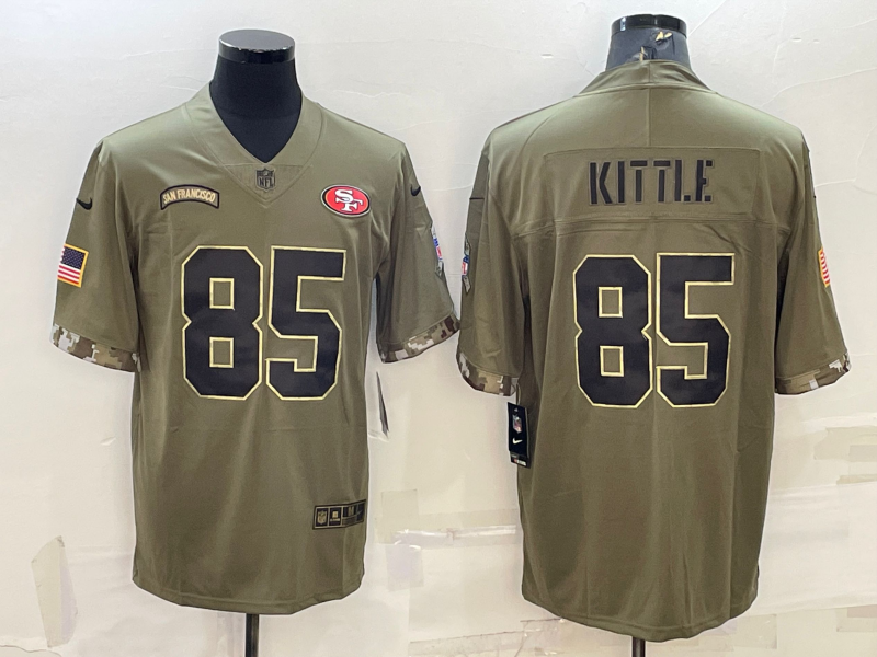 Men's San Francisco 49ers George Kittle #85 Olive 2022 Salute To Service Retired Player Limited Jersey1
