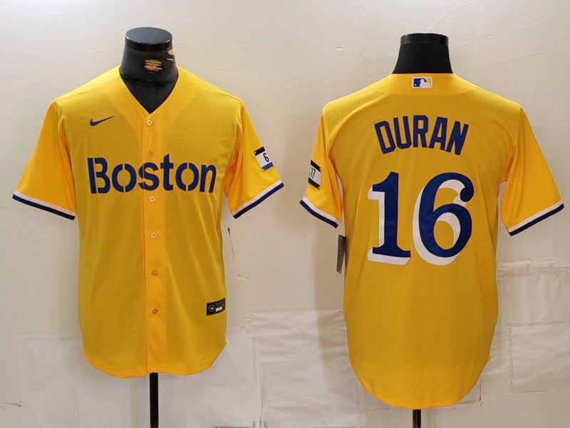 Men's Boston Red Sox Jarren Duran #16 Gold City Connect Limited Player jersey