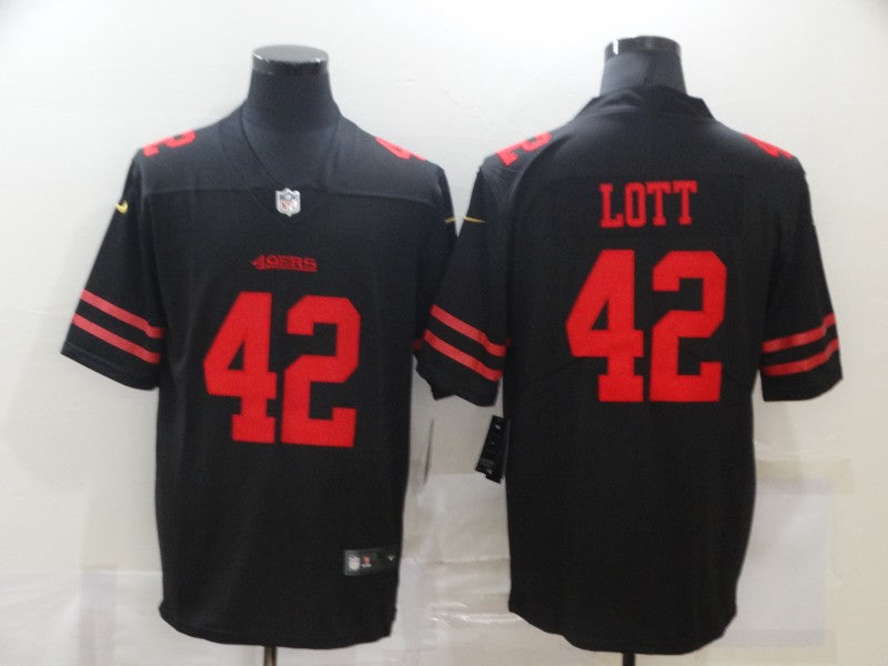Men's San Francisco 49ers Ronnie Lott #42 Black Game jersey