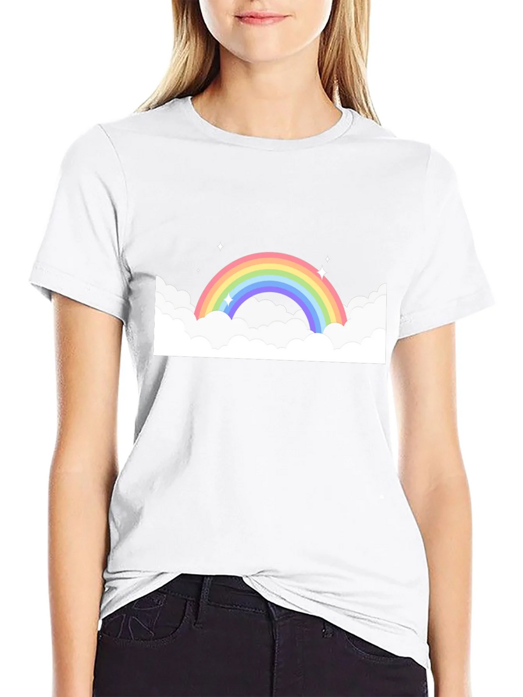 Rainbow Cloud Graphic Black Tee