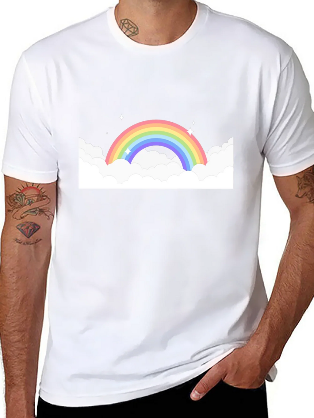 Rainbow Cloud Graphic Black Tee