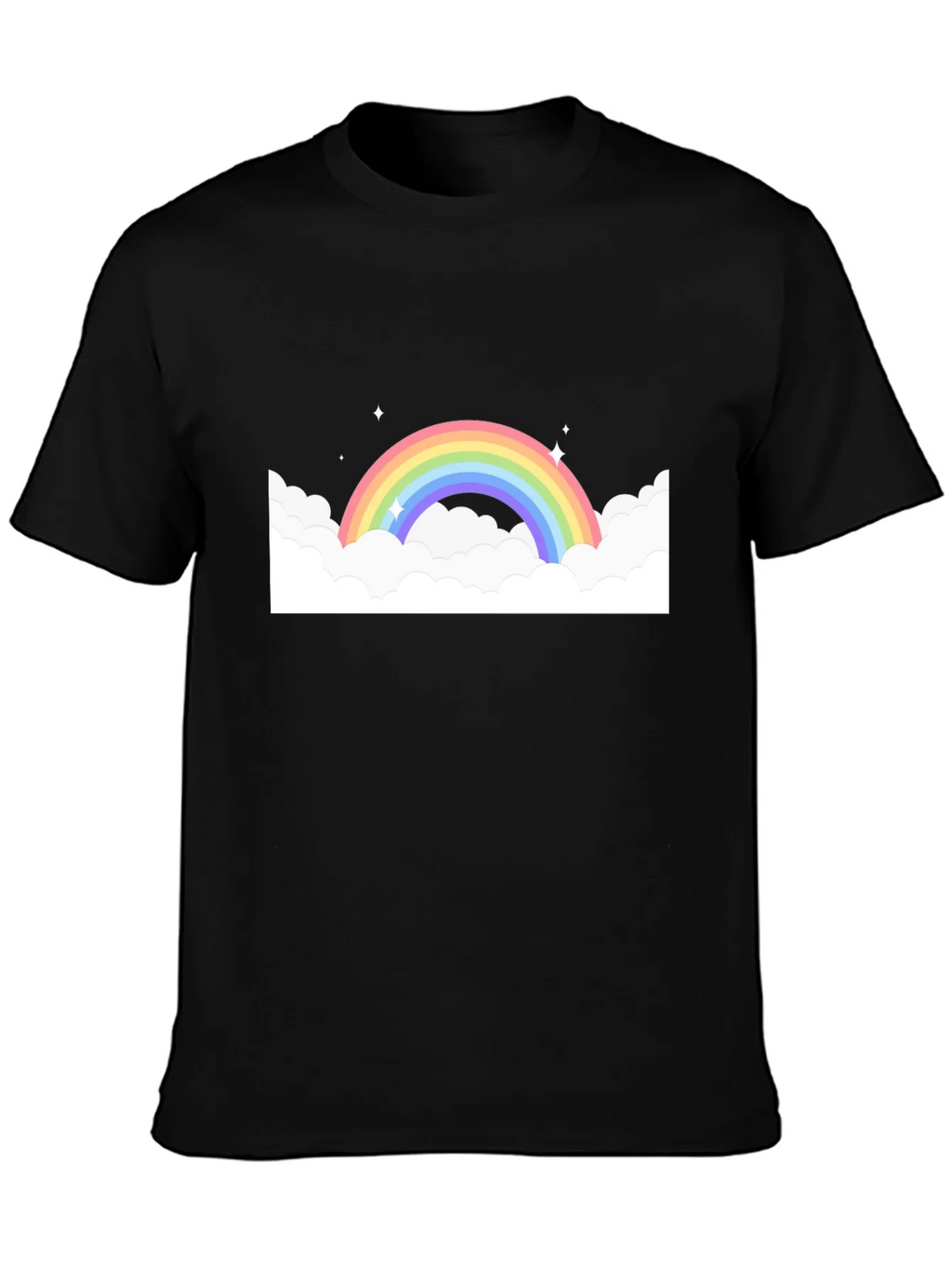 Rainbow Cloud Graphic Black Tee
