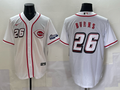 Men's Cincinnati Reds Chase Burns #26 White 2025 MLB Speedway Classic Home Replica Jersey