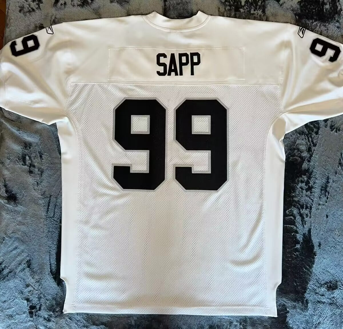 Men's Oakland Raiders Warren Sapp White Legacy Replica Jersey1