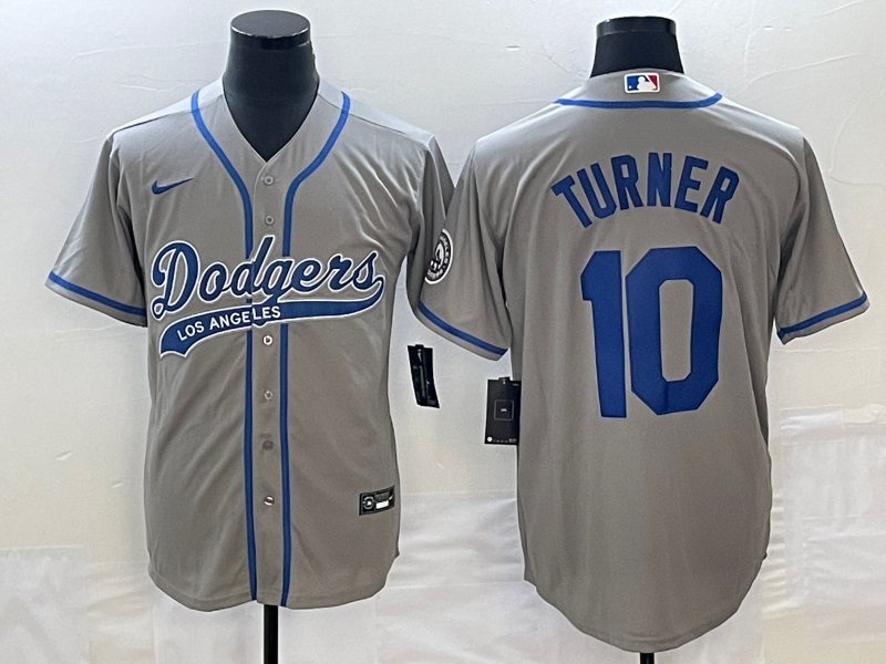 Men's Los Angeles Dodgers Justin Turner #10 Gray Player jersey Joint Edition