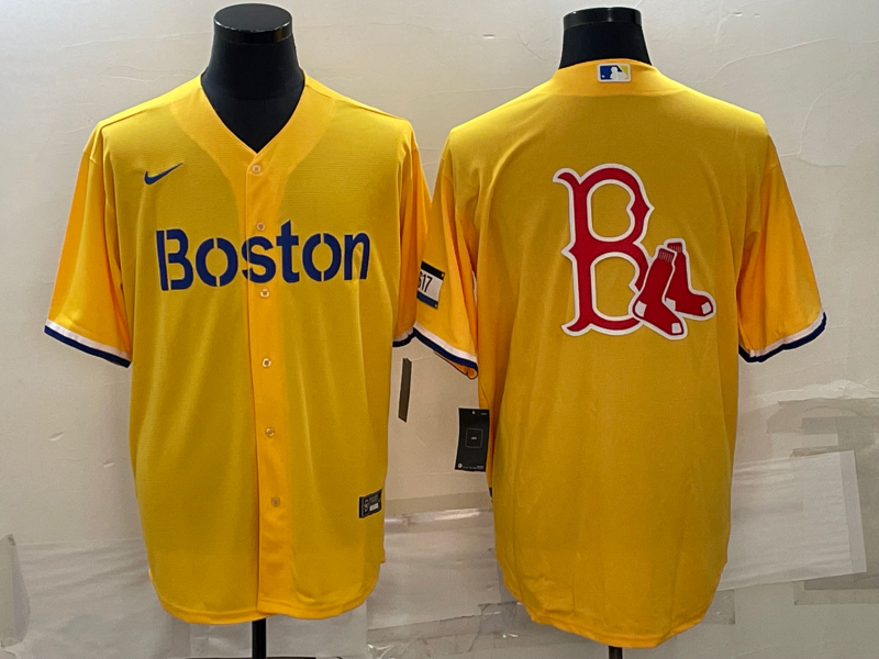 Men's Boston Red Sox Yellow Alternate Replica Player jersey