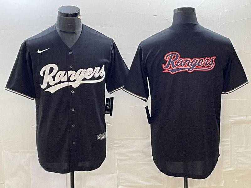 Men's Texas Rangers Black Replica Player Jersey1