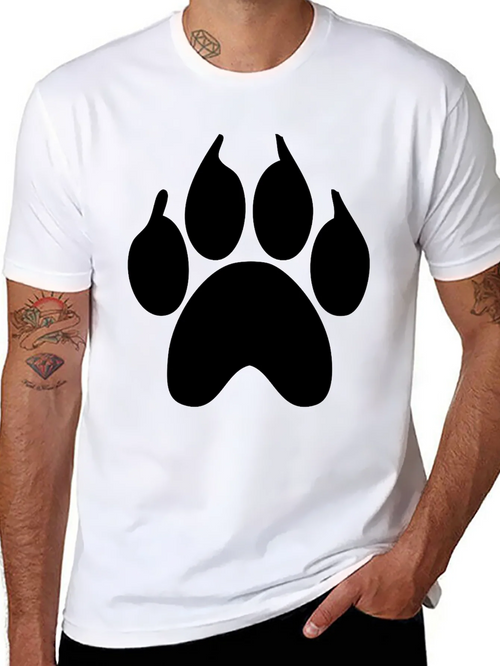 Black Paw Print T-Shirt - Casual Graphic Tee for Animal Lovers