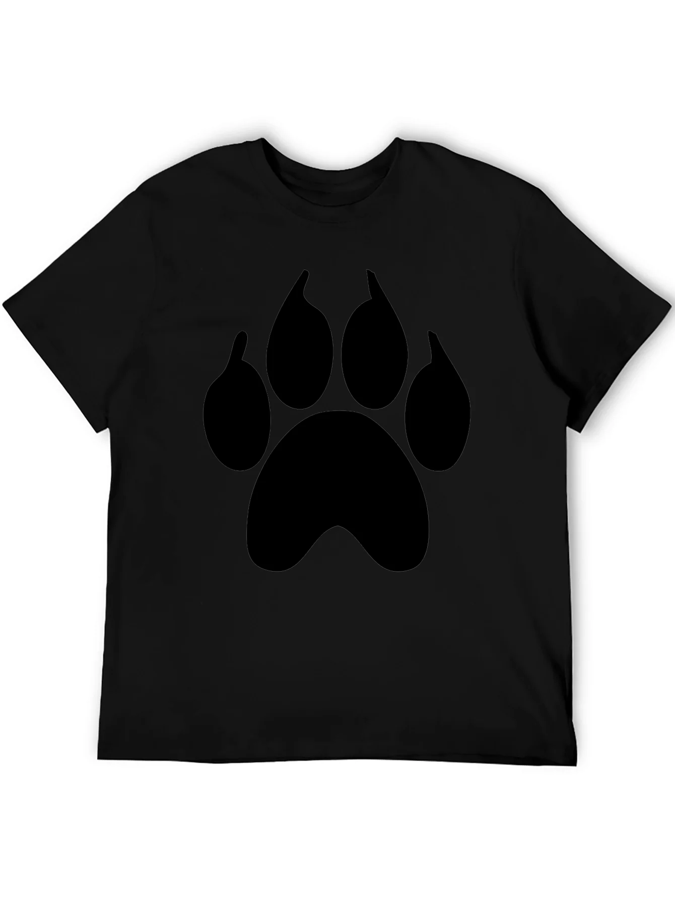 Black Paw Print T-Shirt - Casual Graphic Tee for Animal Lovers