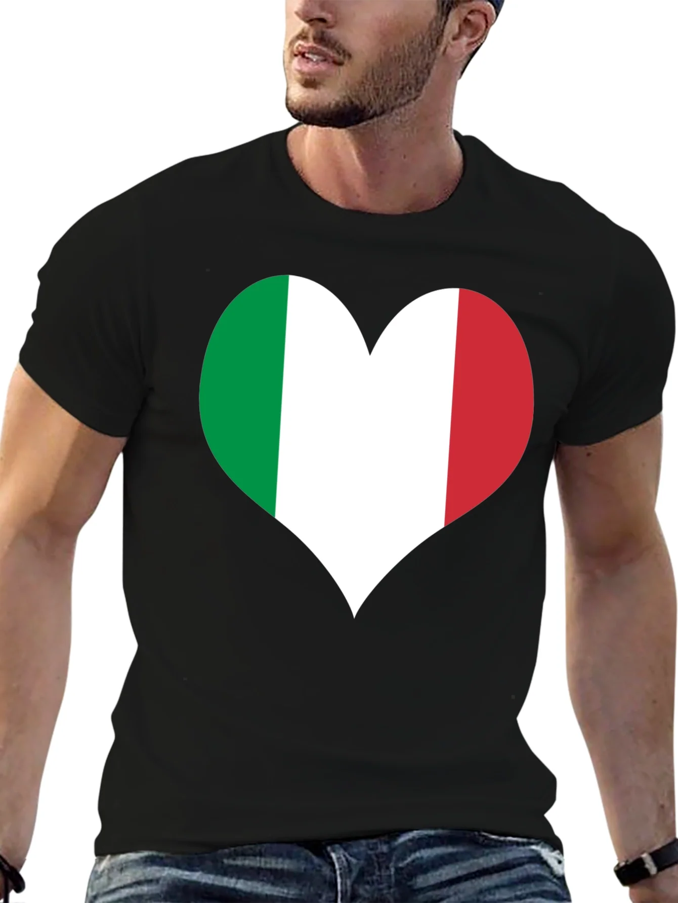 Italian Flag Heart T-Shirt - Show Your Love for Italy