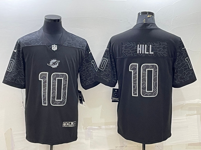 Men's Miami Dolphins Tyreek Hill #10 Black RFLCTV Limited jersey
