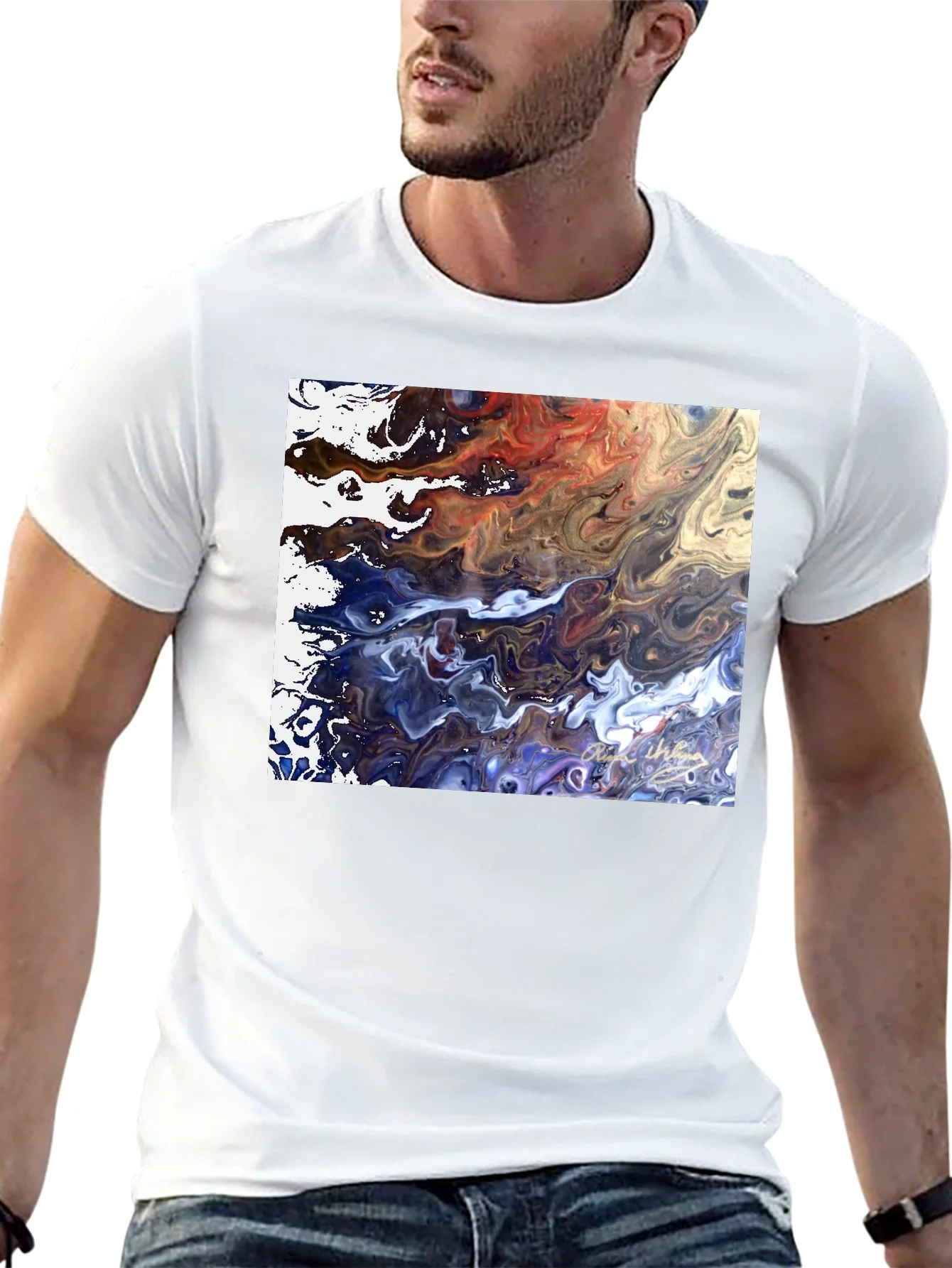 Abstract Art Graphic Tee - Modern Fluid Design