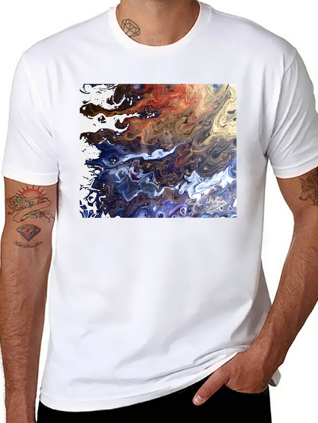 Abstract Art Graphic Tee - Modern Fluid Design