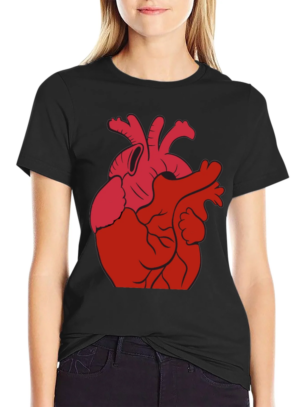 Anatomical Heart Graphic Print Tee - Black