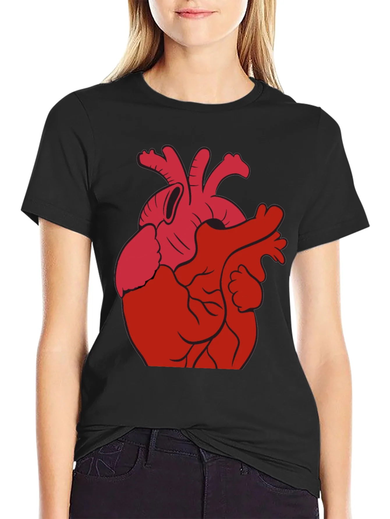 Anatomical Heart Graphic Print Tee - Black