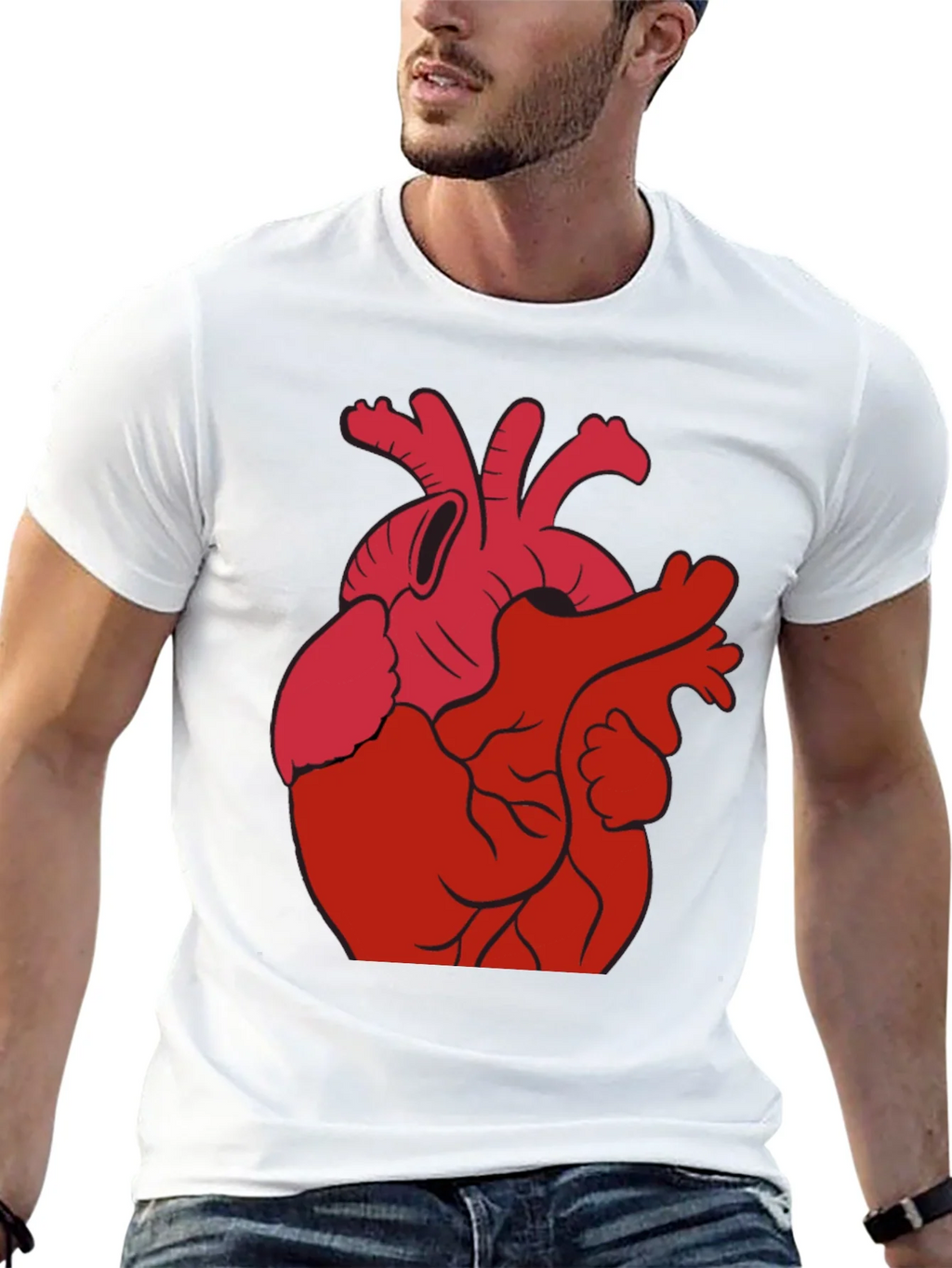 Anatomical Heart Graphic Print Tee - Black