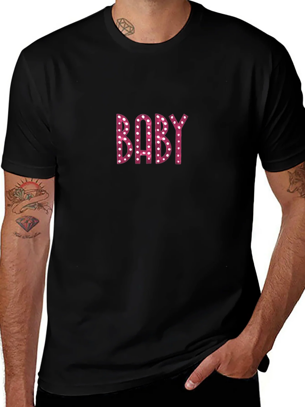 Baby Print Black Tee - Unique Graphic Design